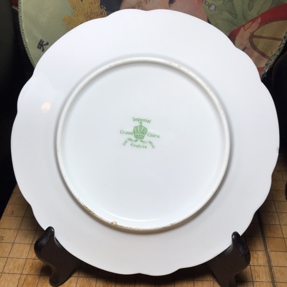 Imperial Crown China Austria Plate 6 1/8”D Harvest Workers Relax Scene EAC - Picture 4 of 6